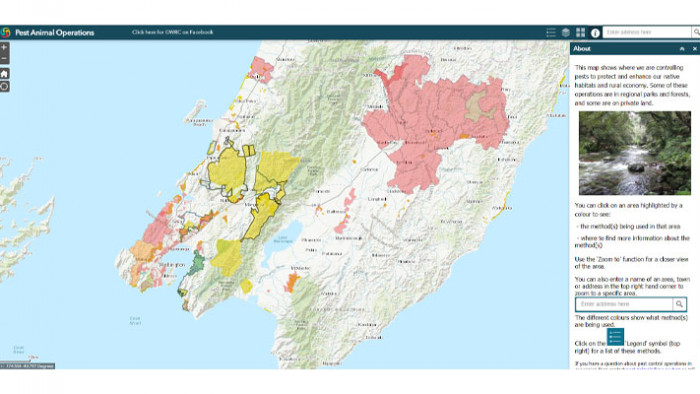 Greater Wellington Regional Council Pest Control Operations map 720 x 400