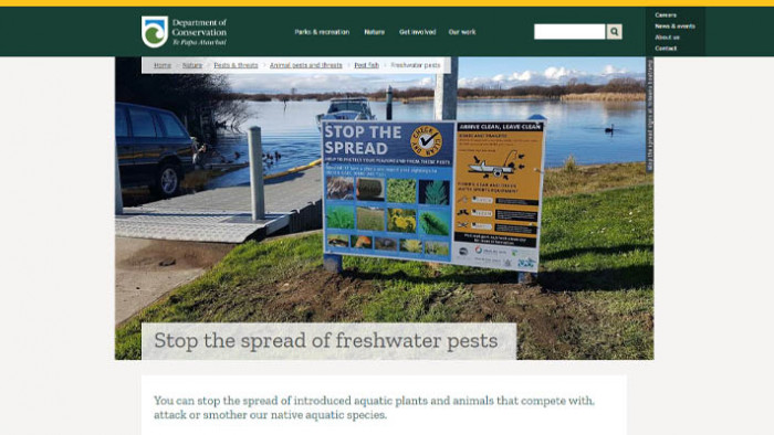 Stop the spread of freshwater pests DOC thumbnail 720 x 400