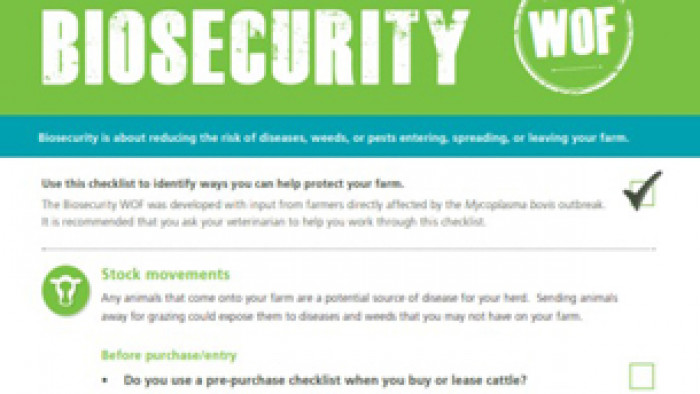 Dairy NZ Biosecurity WOF check list