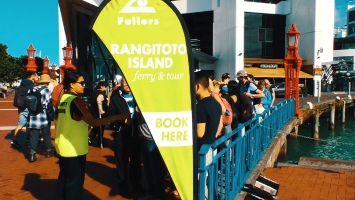 Passengers waiting to board ferry to Rangitoto Island 1200 x 720